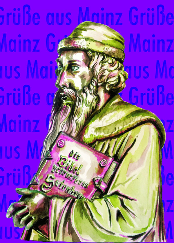 Postkartenset 5 Stück Mainzer Motiv "Gutenberg"