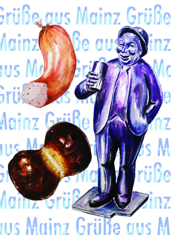 Postkartenset 5 Stück Mainzer Motiv "Meenzer Trio"
