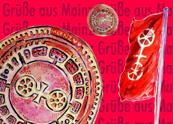 Postkartenset 5 Stück Mainzer Motiv "Meenzer Gullydeckel"