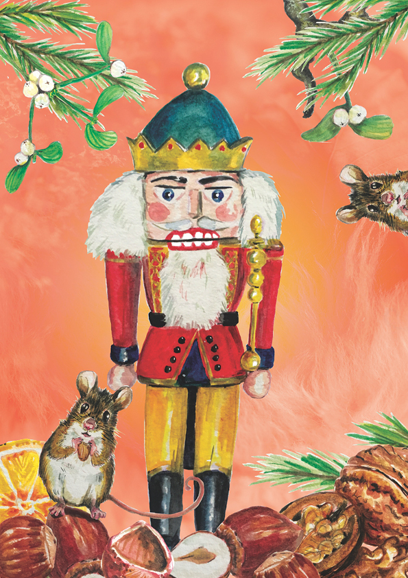 Weihnachtspostkartenset "Nussknacker", 5 Stück