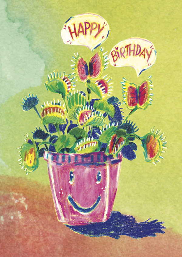 Postkartenset  5 Stück HAPPY BIRTHDAY "VENUSFLIEGENFALLE"